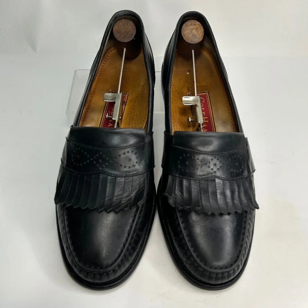 Cole Haan City Mens Black Leather Kiltie Loafers Dress Shoes 8262 Size 9.5 M